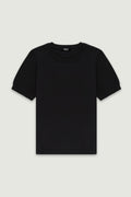 Siyah Rib Detaylı Kadın T-Shirt