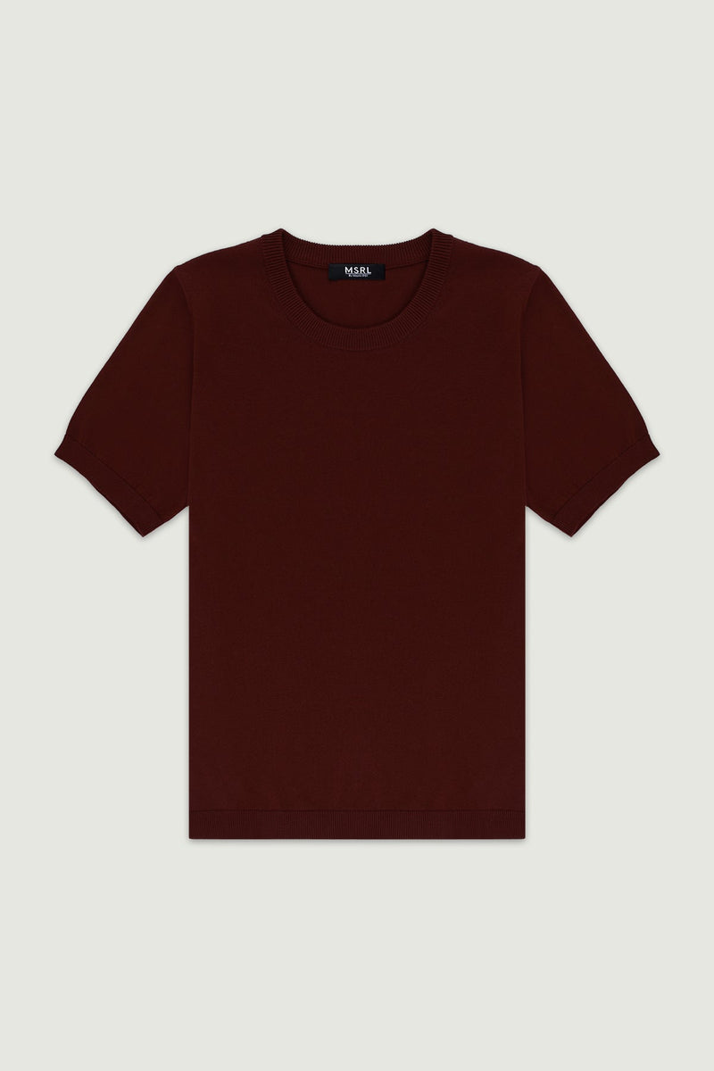 Mürdüm Rib Detaylı Kadın T-Shirt  Mısırlı