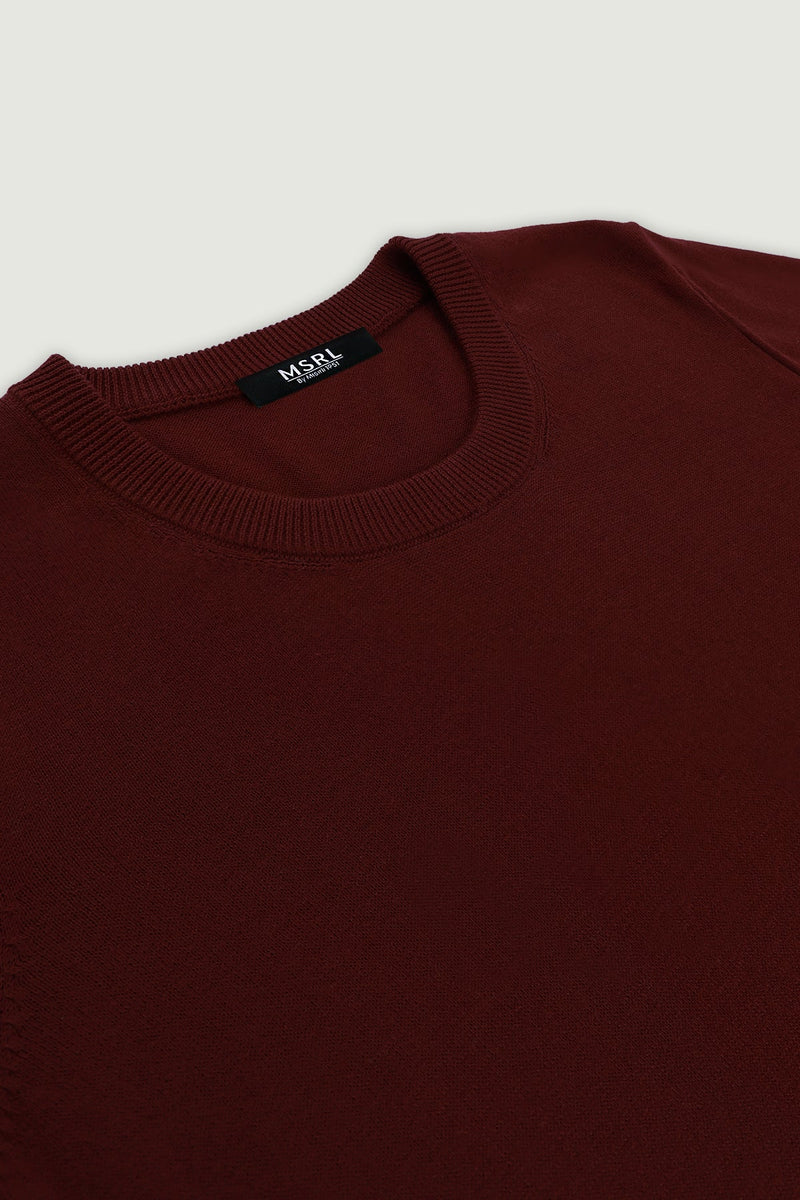 Mürdüm Rib Detaylı Kadın T-Shirt  Mısırlı