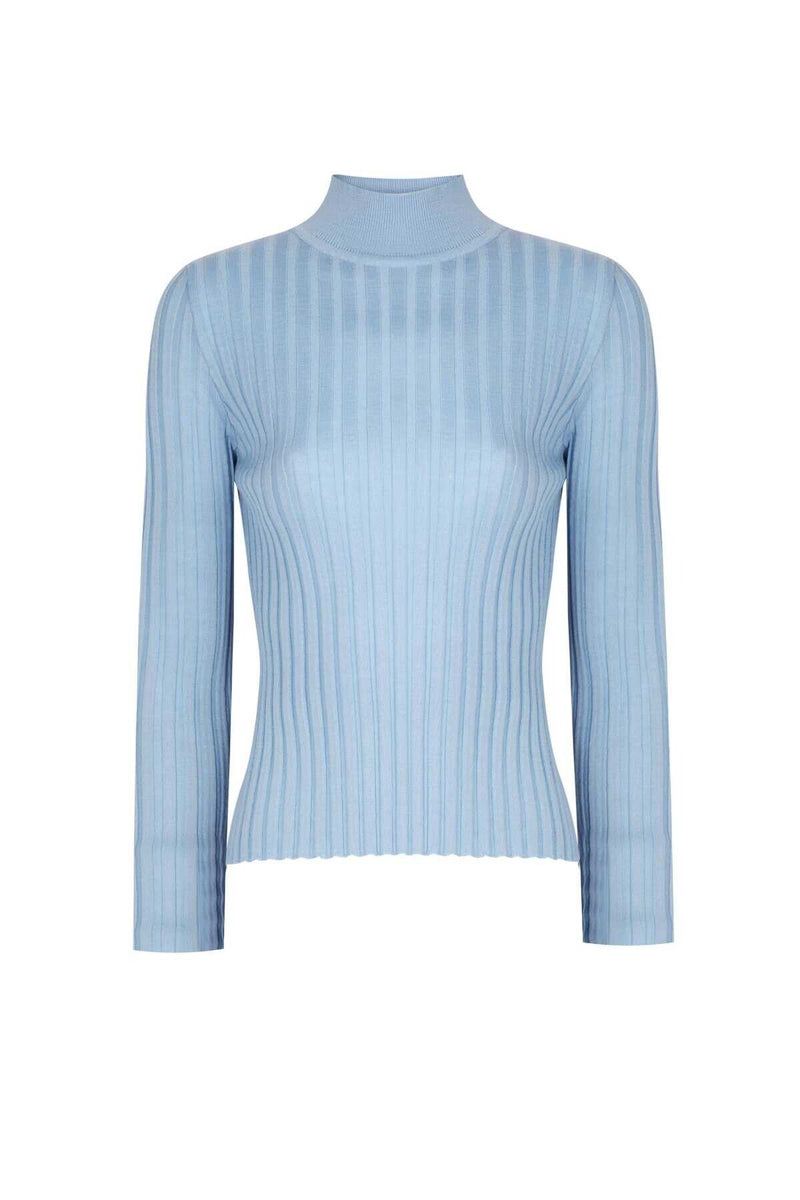 Açık Mavi Yarım Boğazlı Kadın Kazak