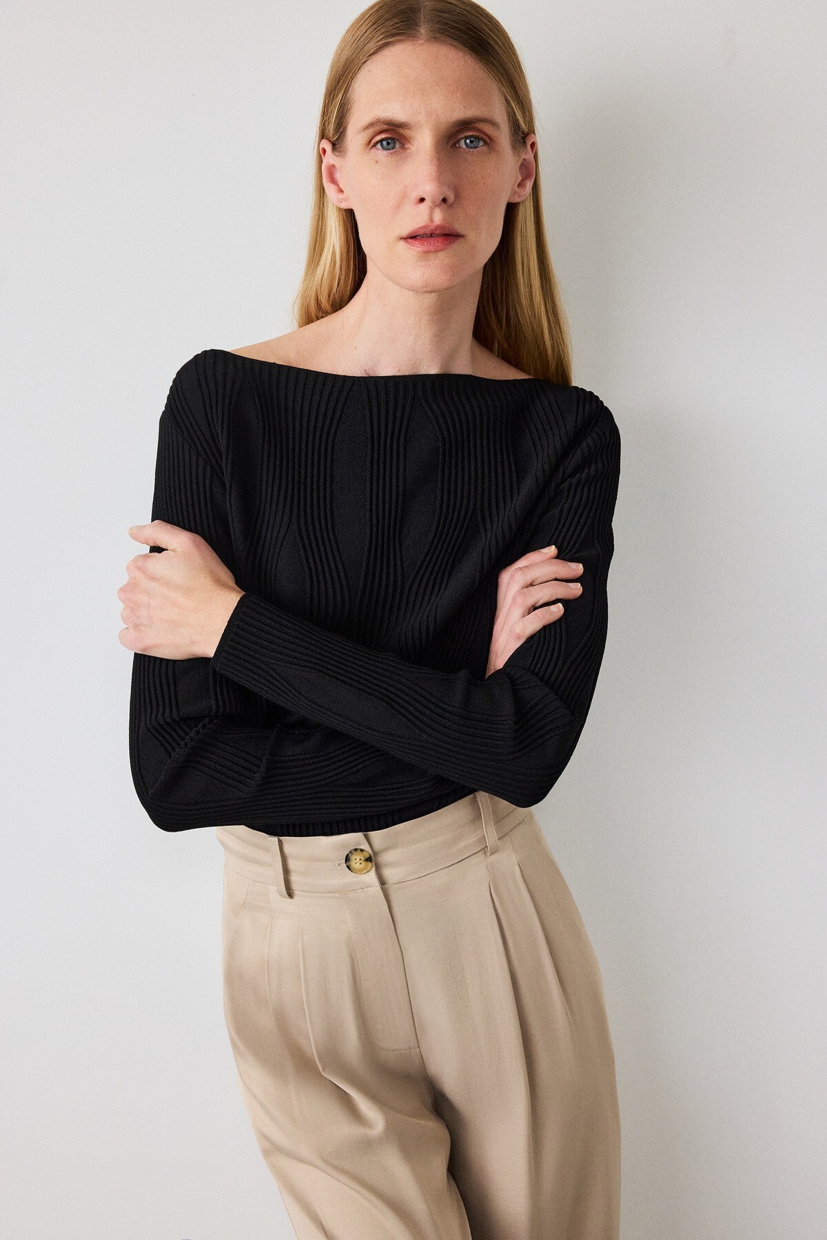 Beige Palazzo Geniş Paça Kadın Pantolon  Mısırlı