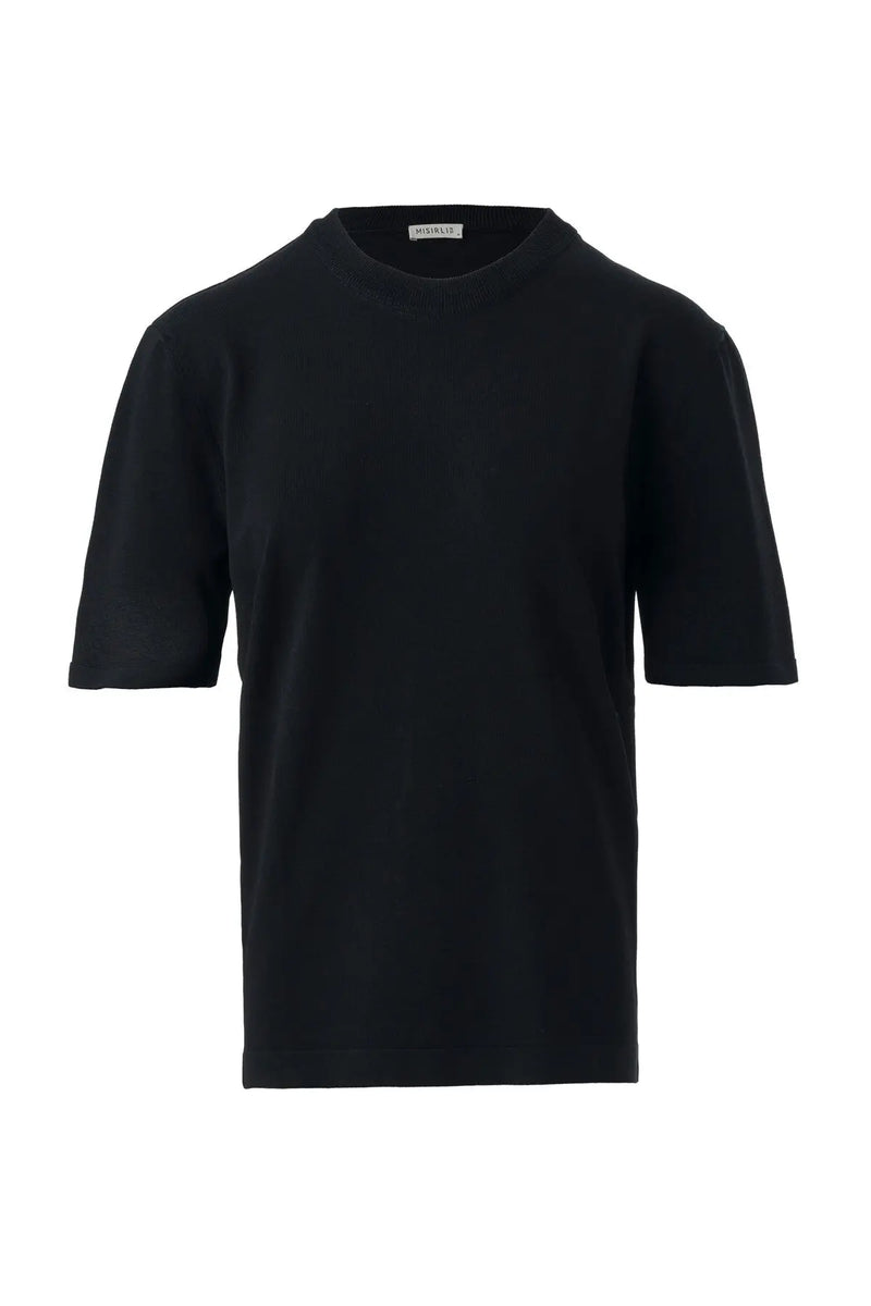 Siyah Bisiklet Yaka Kadın T-Shirt