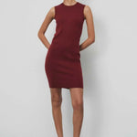 Bordo Kolsuz Triko Mini Elbise  Mısırlı