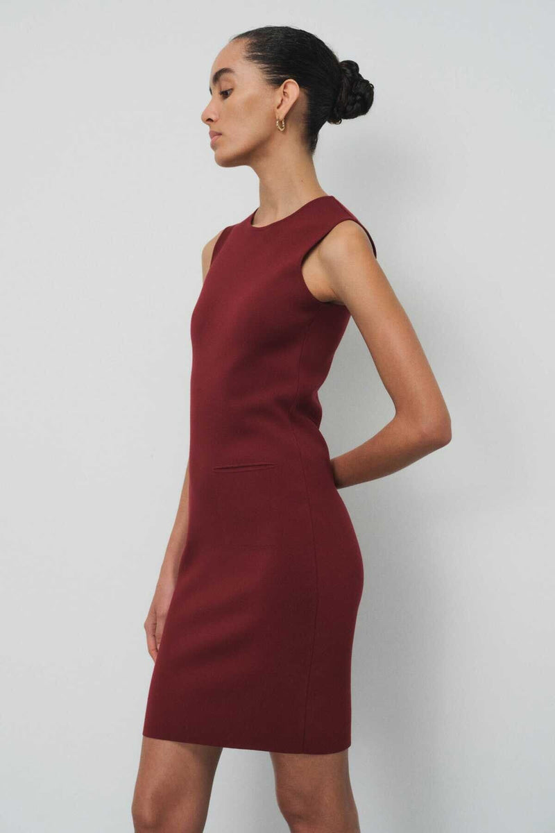 Bordo Kolsuz Triko Mini Elbise  Mısırlı