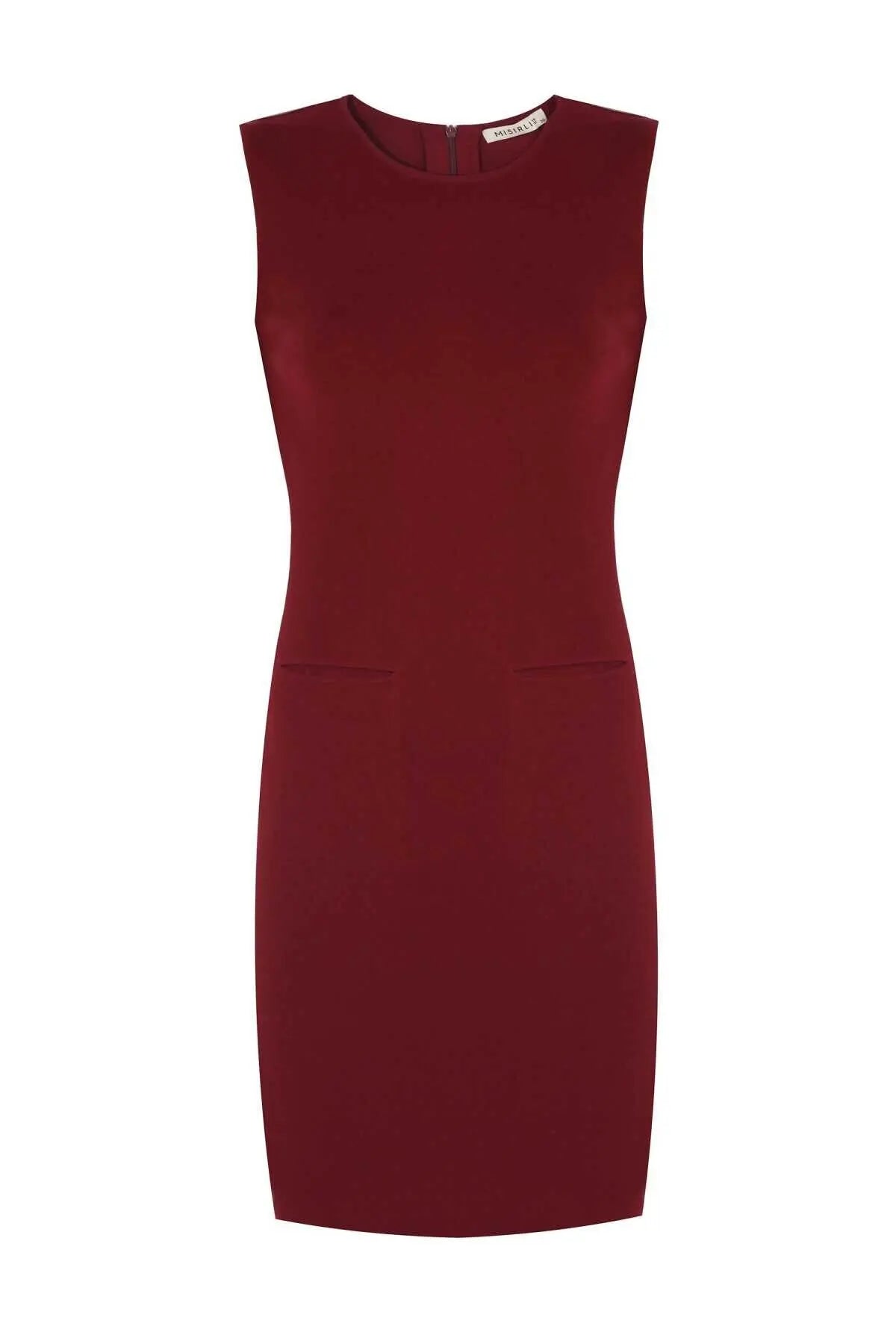Bordo Kolsuz Triko Mini Elbise  Mısırlı