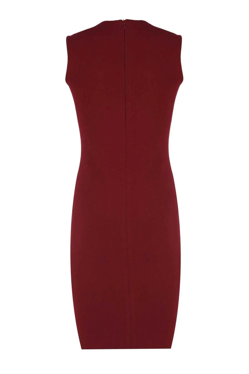 Bordo Kolsuz Triko Mini Elbise