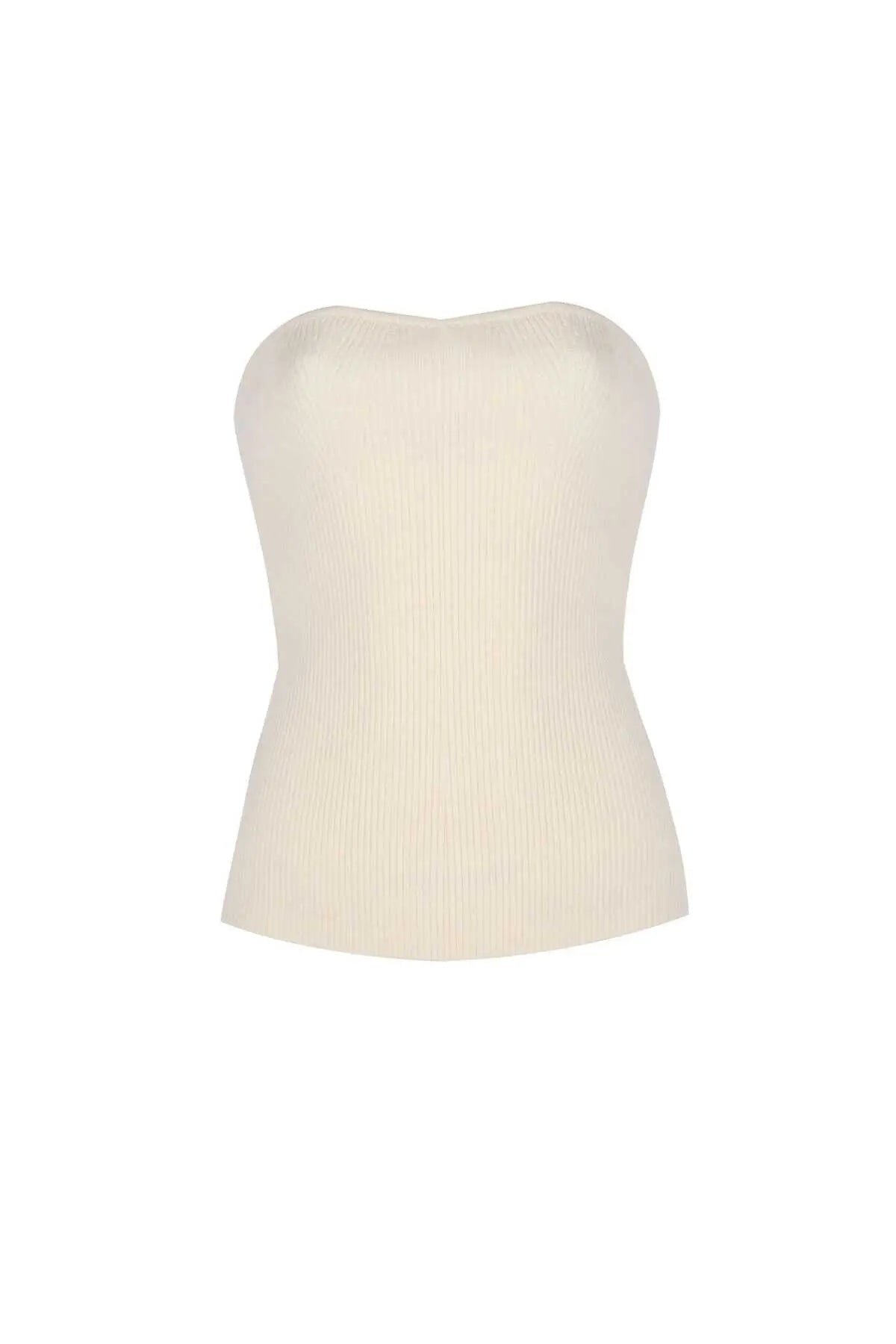 Ekru Straplez Crop Top  Mısırlı