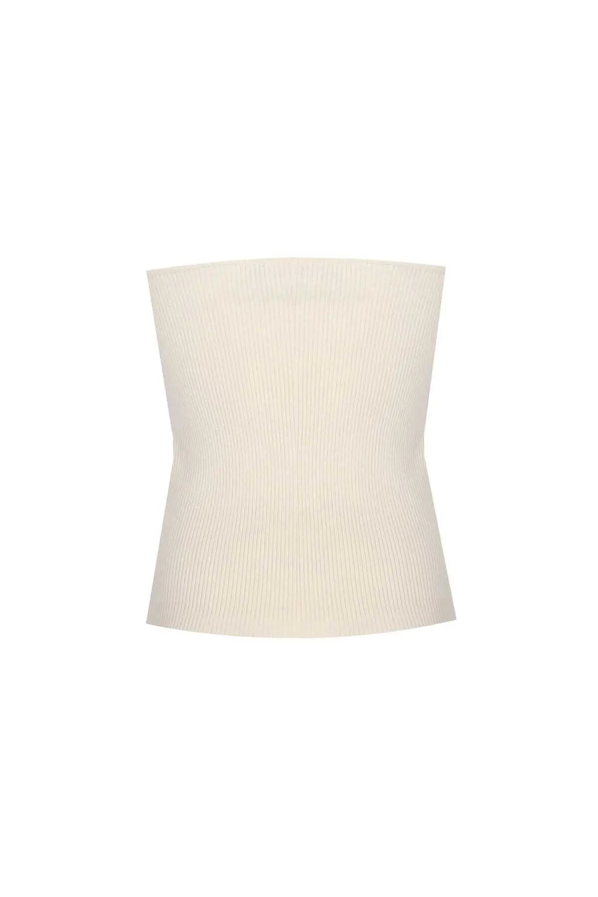 Ekru Straplez Crop Top  Mısırlı