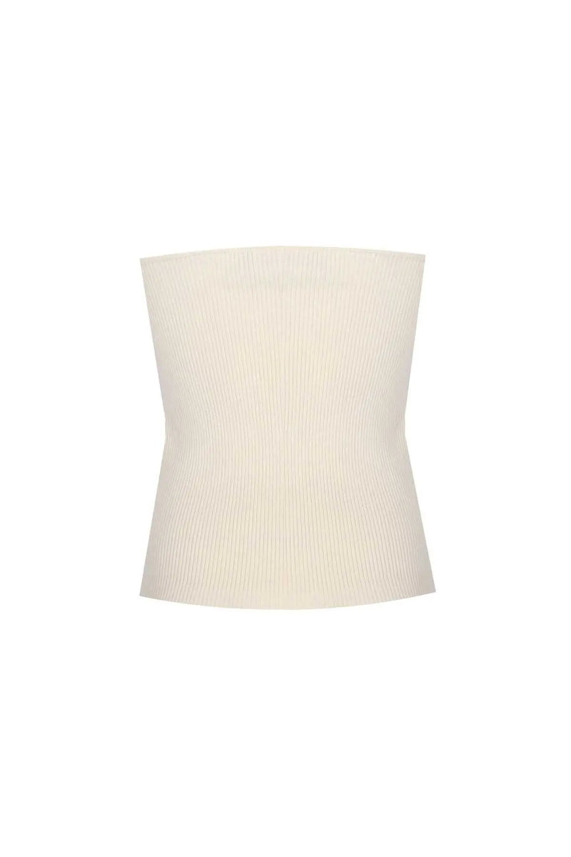 Ekru Straplez Crop Top