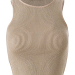 Halter Yaka Bej Triko Crop Top  Mısırlı