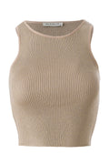 Halter Yaka Bej Triko Crop Top