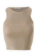 Halter Yaka Bej Triko Crop Top