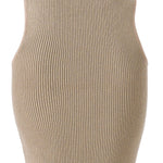 Halter Yaka Bej Triko Crop Top  Mısırlı