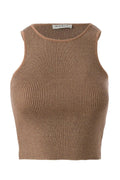 Halter Yaka Camel Triko Crop Top