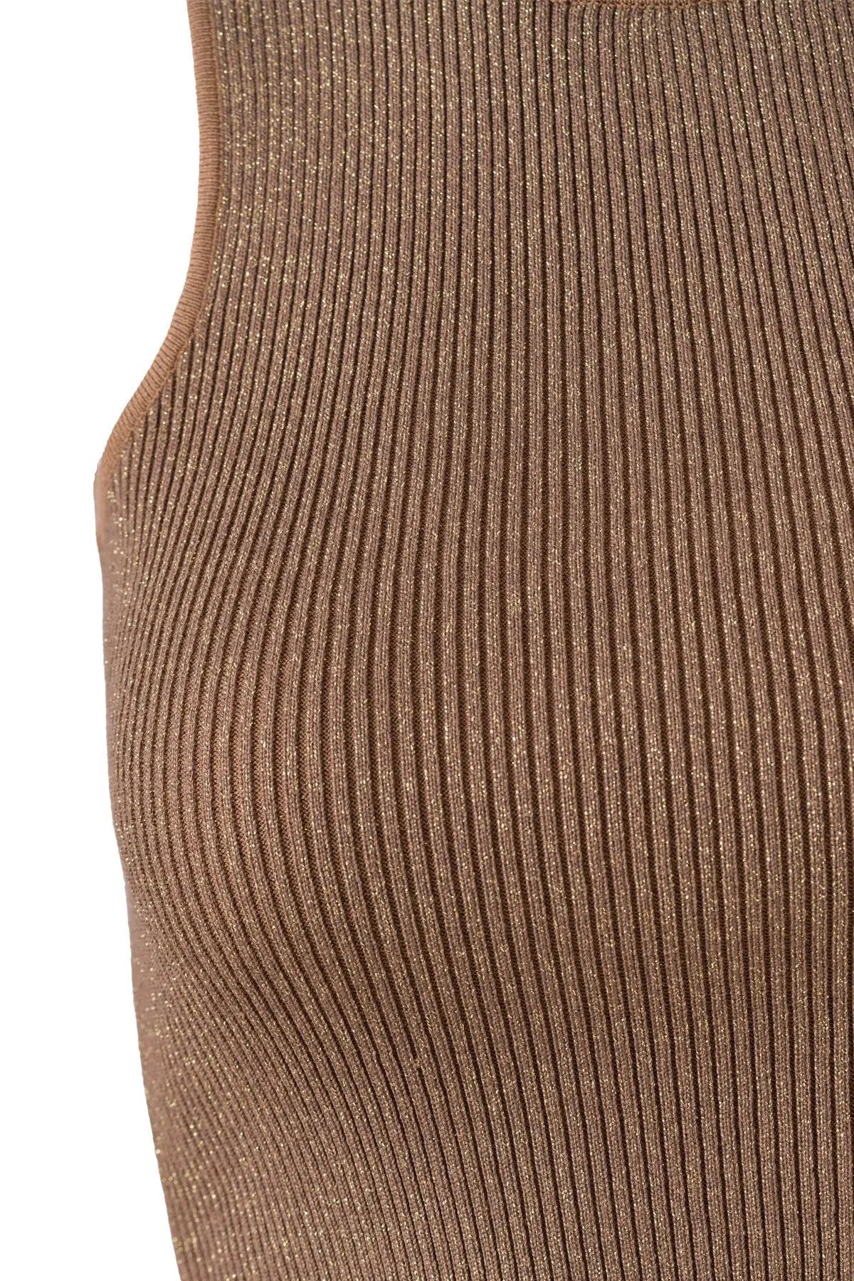 Halter Yaka Camel Triko Crop Top  Mısırlı 1951