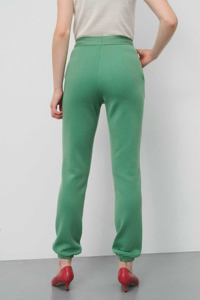 Lastik Paça Yeşil Kadın Pantolon  Mısırlı