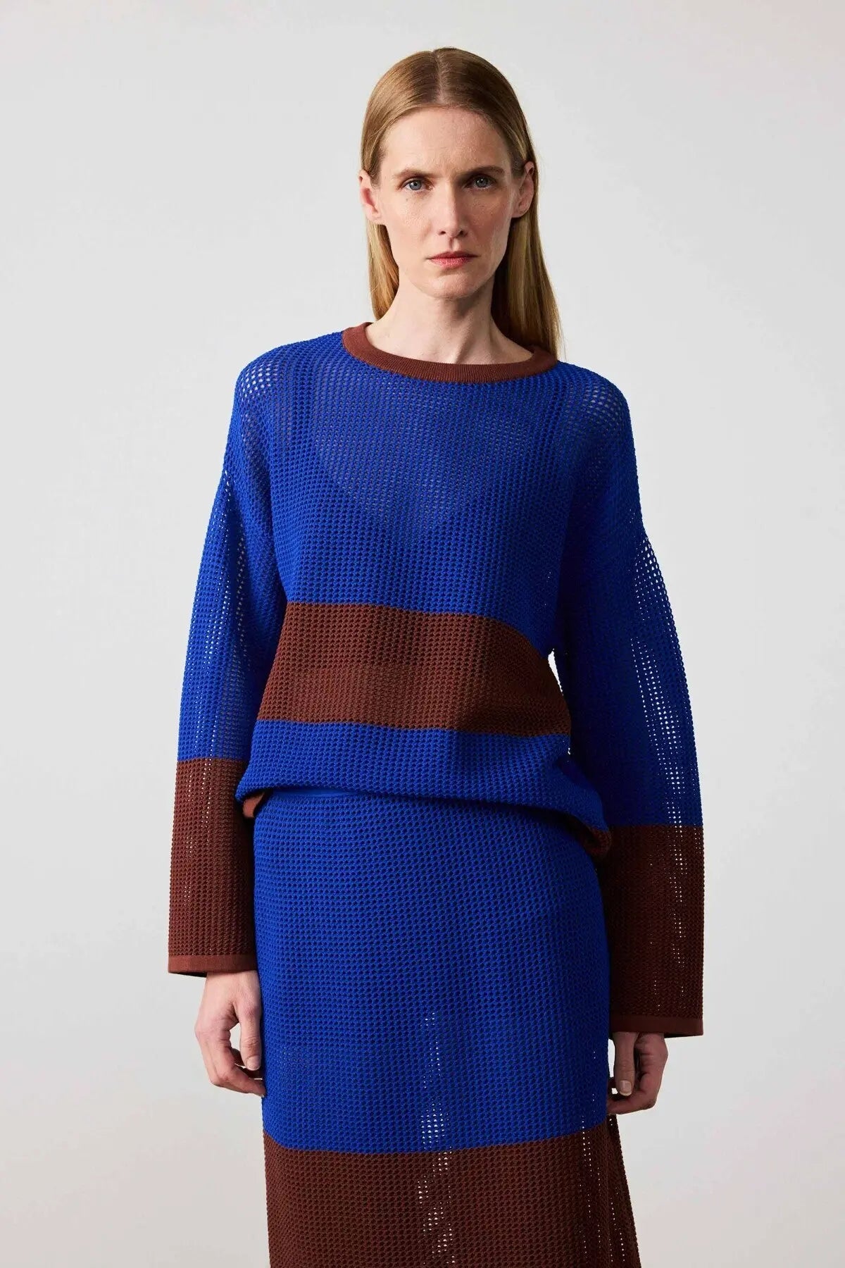Saks Mavi Merserize Oversize Kadın Kazak  Mısırlı