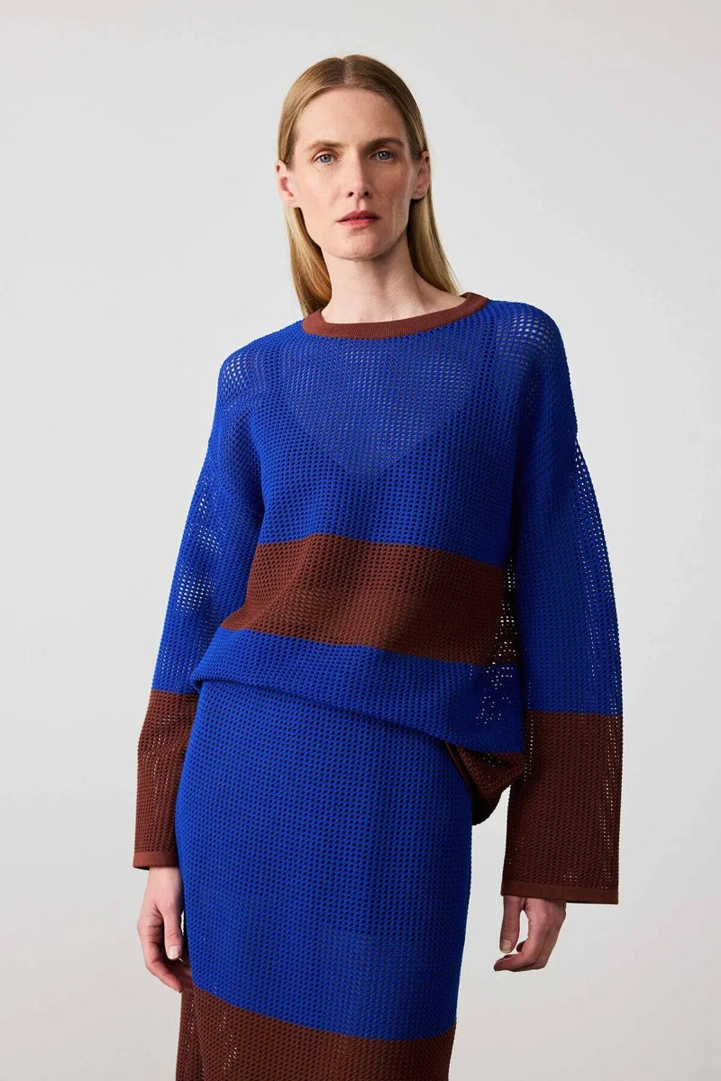 Saks Mavi Merserize Oversize Kadın Kazak