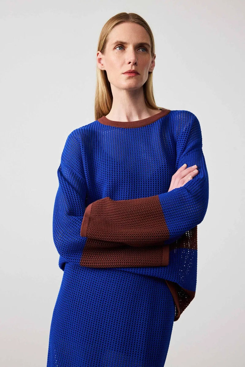 Saks Mavi Merserize Oversize Kadın Kazak
