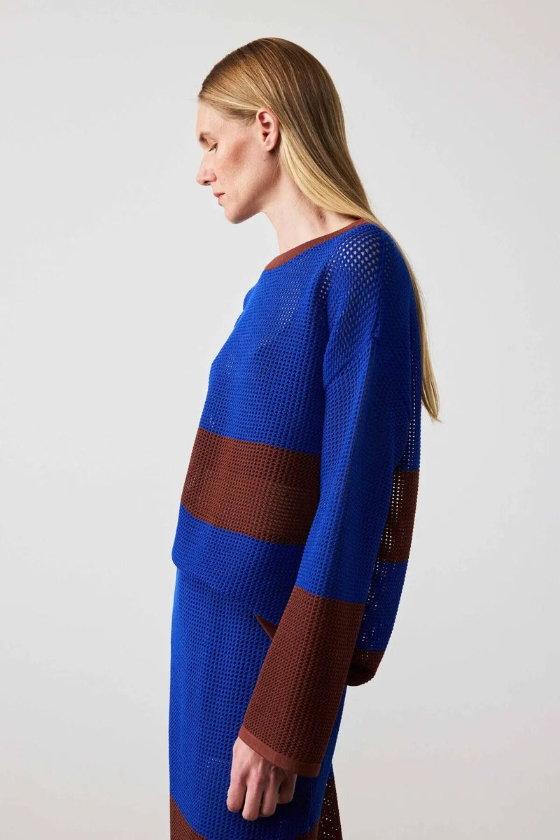 Saks Mavi Merserize Oversize Kadın Kazak