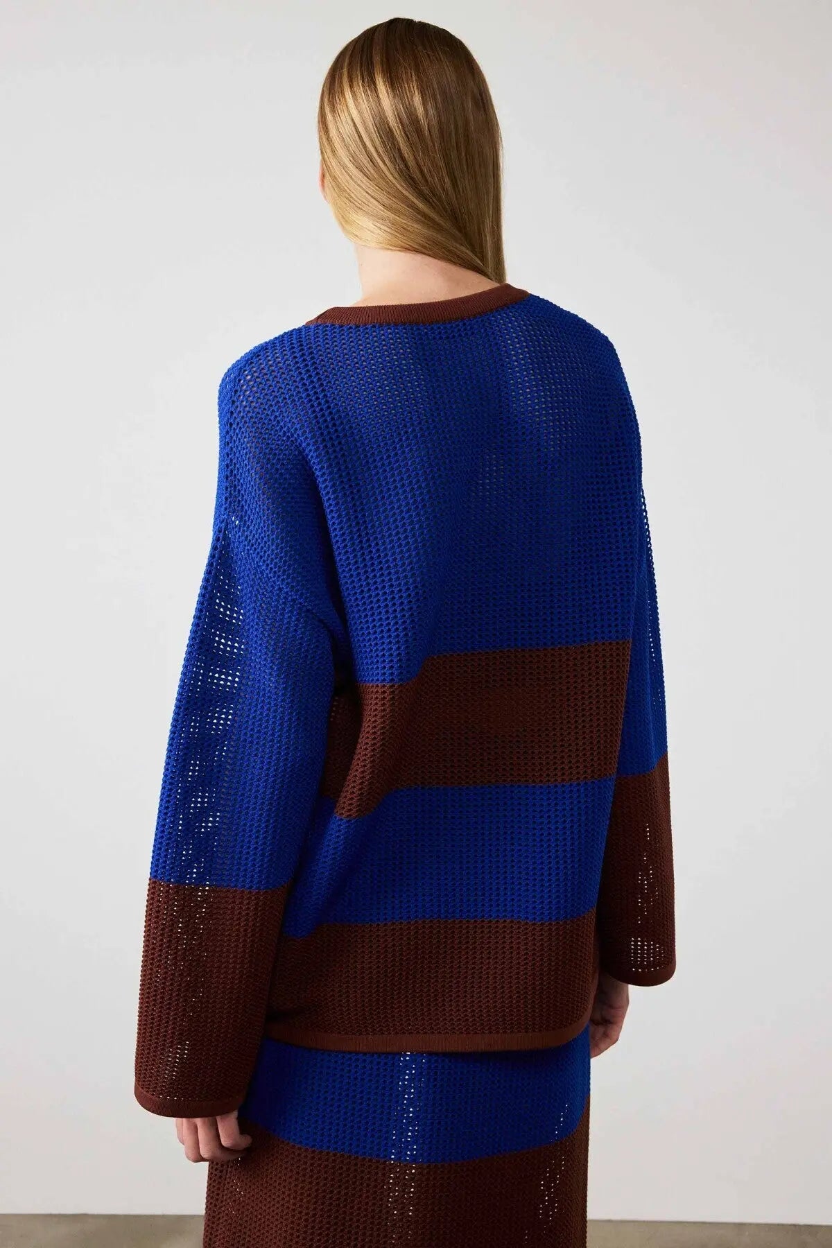 Saks Mavi Merserize Oversize Kadın Kazak  Mısırlı
