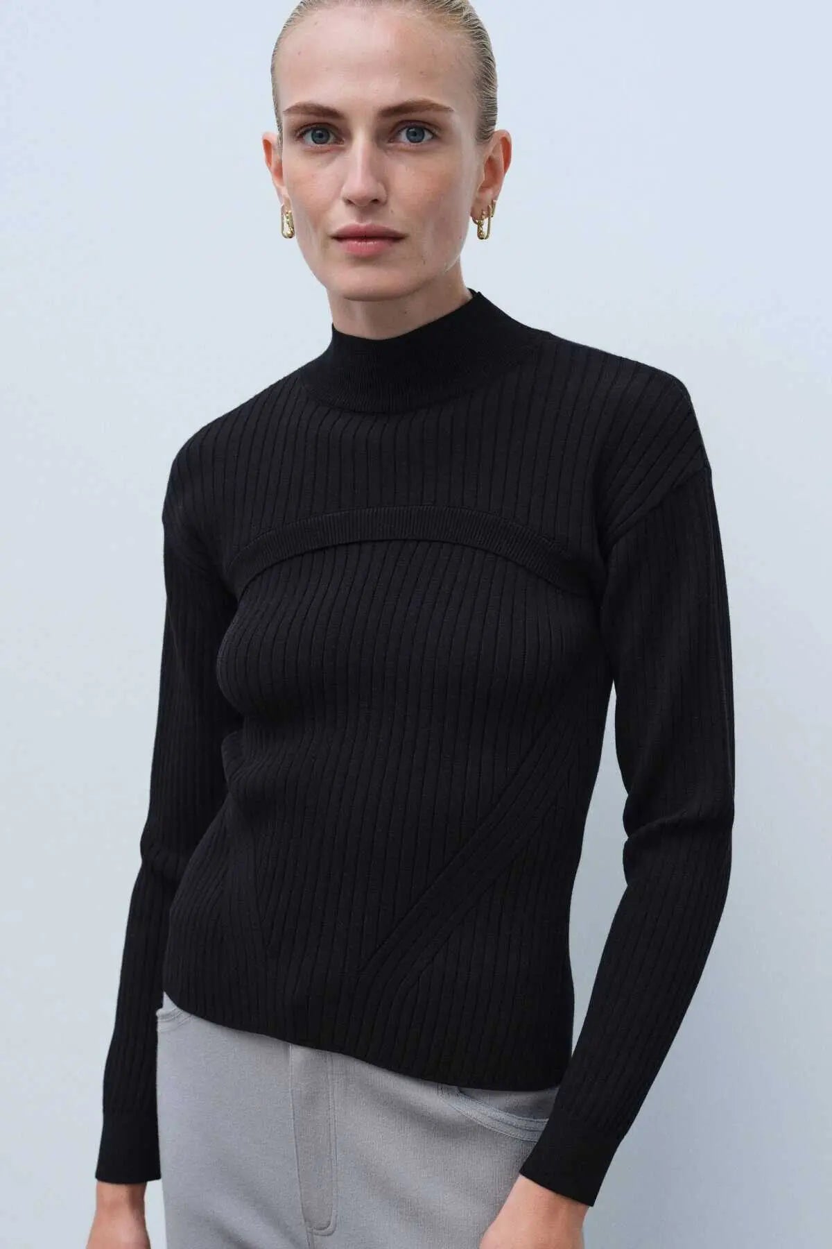 Siyah Crop Top Bluz Set  Mısırlı