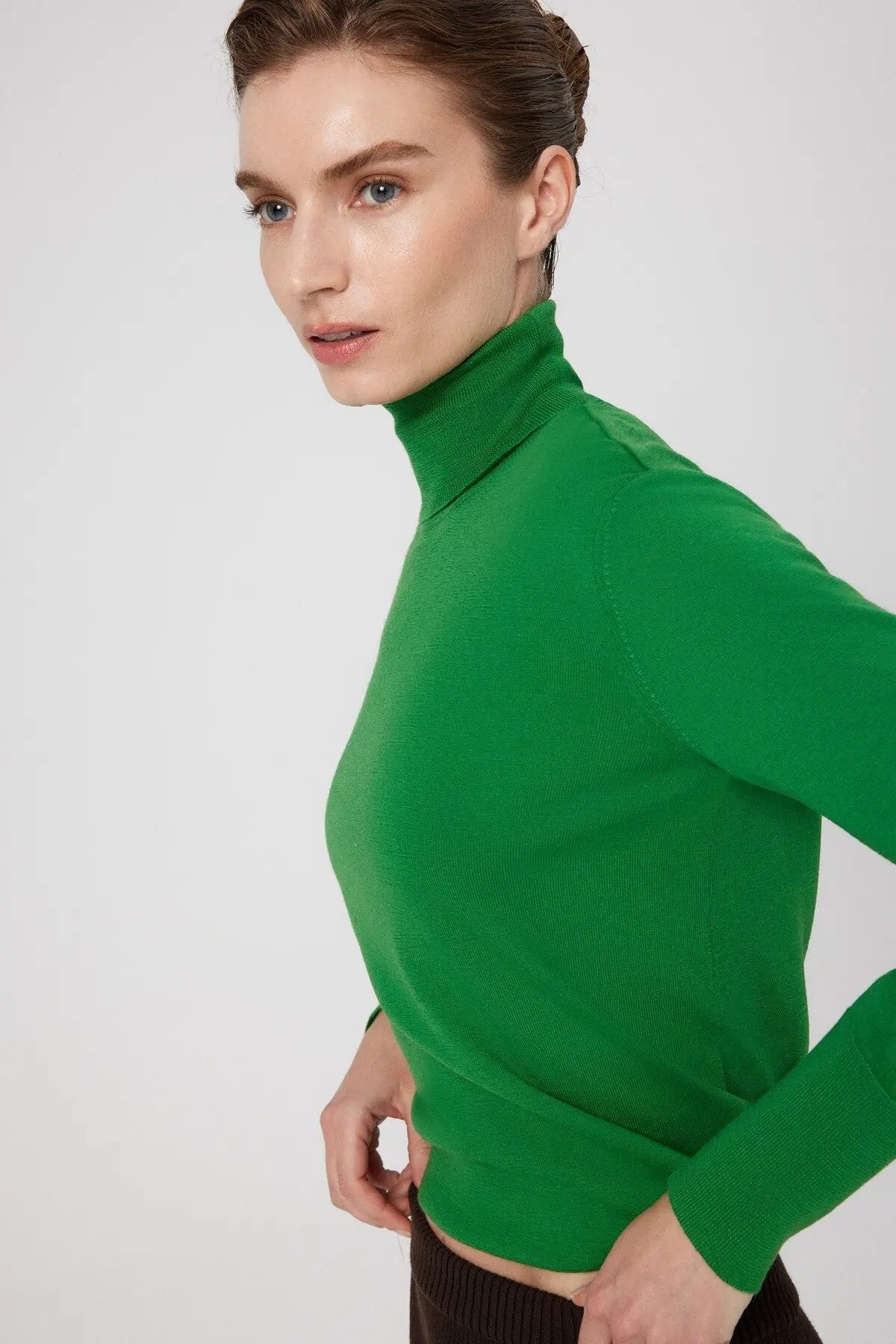 Yeşil Balıkçı Yaka Uzun Kollu Kadın Kazak  Mısırlı 1951